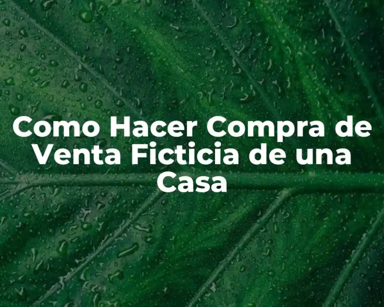 Como Hacer Compra de Venta Ficticia de una Casa