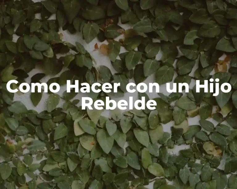 Como Hacer con un Hijo Rebelde