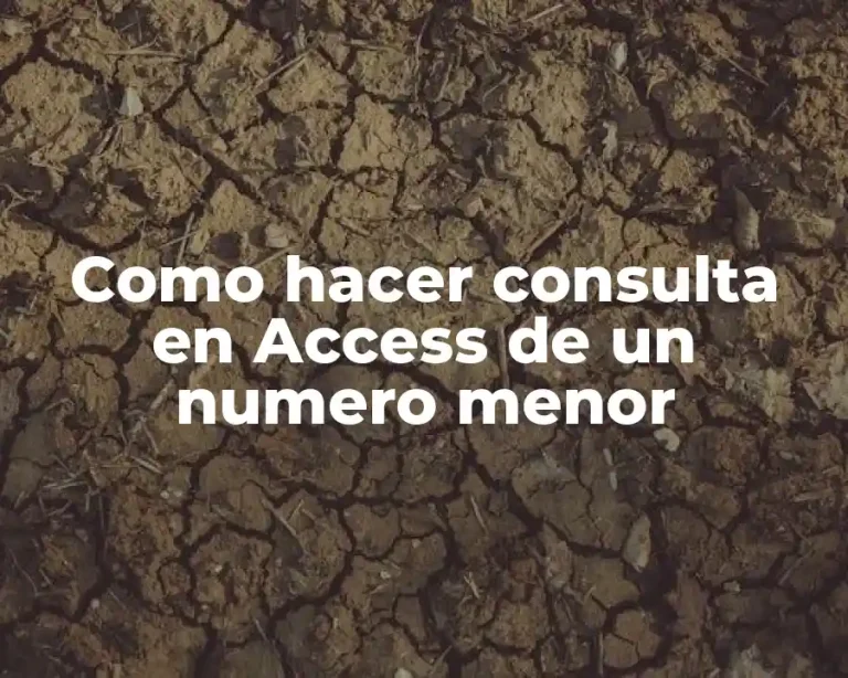 Como hacer consulta en Access de un numero menor