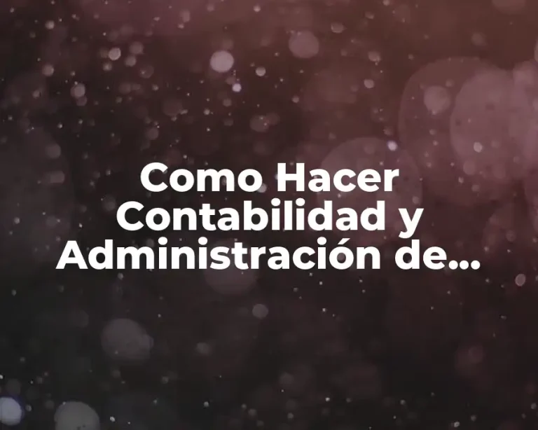 Como Hacer Contabilidad y Administración de Dinero