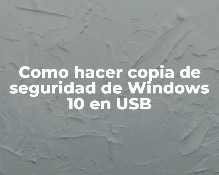 Como hacer copia de seguridad de Windows 10 en USB