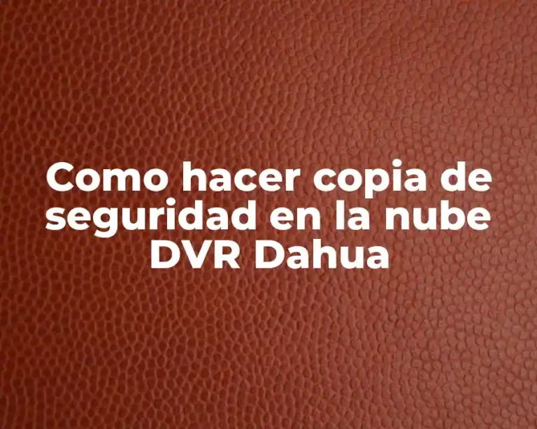Como hacer copia de seguridad en la nube DVR Dahua
