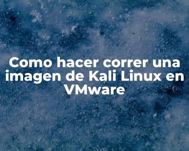 Como hacer correr una imagen de Kali Linux en VMware