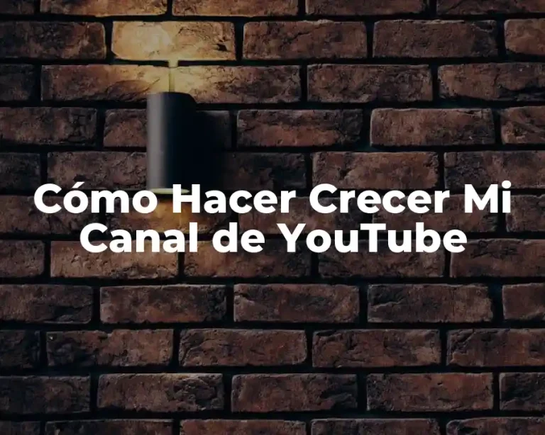 Cómo Hacer Crecer Mi Canal de YouTube
