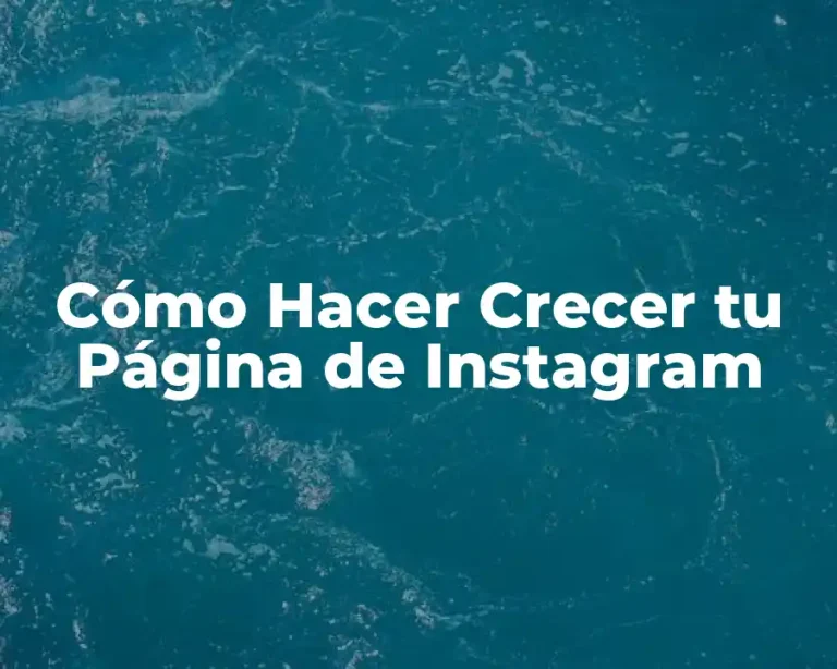 Cómo Hacer Crecer tu Página de Instagram