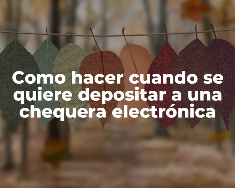 Como hacer cuando se quiere depositar a una chequera electrónica