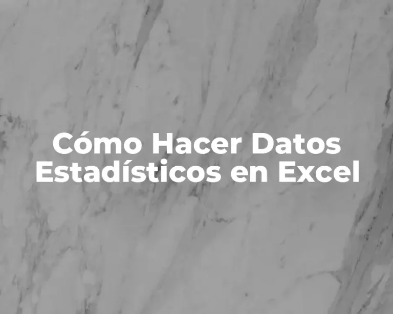 Cómo Hacer Datos Estadísticos en Excel