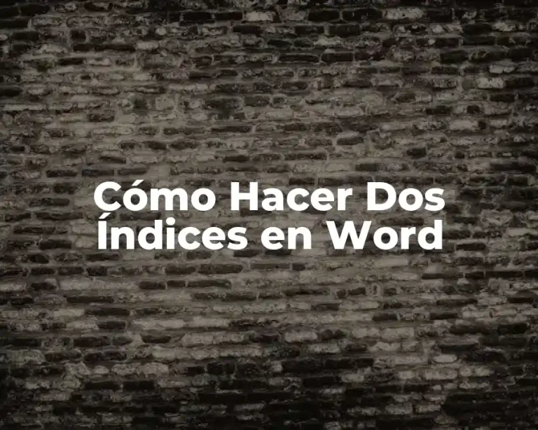 Cómo Hacer Dos Índices en Word