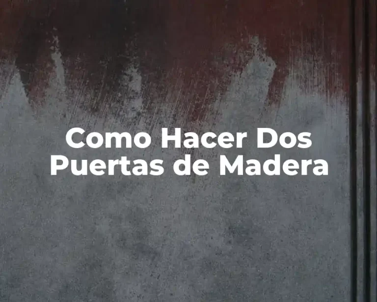 Como Hacer Dos Puertas de Madera