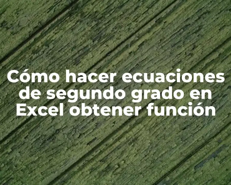 Cómo hacer ecuaciones de segundo grado en Excel obtener función
