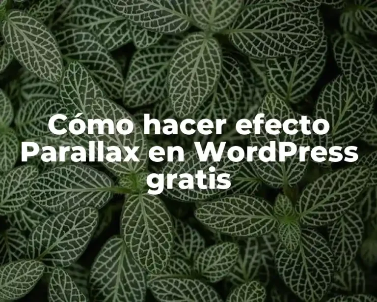 Cómo hacer efecto Parallax en WordPress gratis