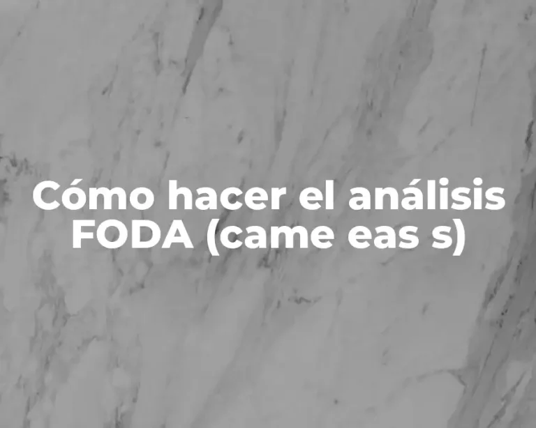 Cómo hacer el análisis FODA (came eas s)