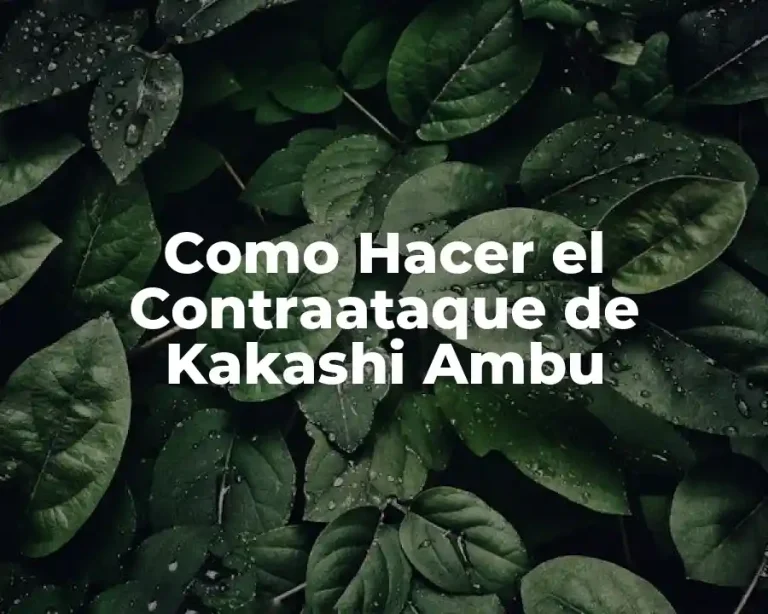 Como Hacer el Contraataque de Kakashi Ambu
