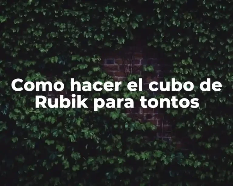 Como hacer el cubo de Rubik para tontos