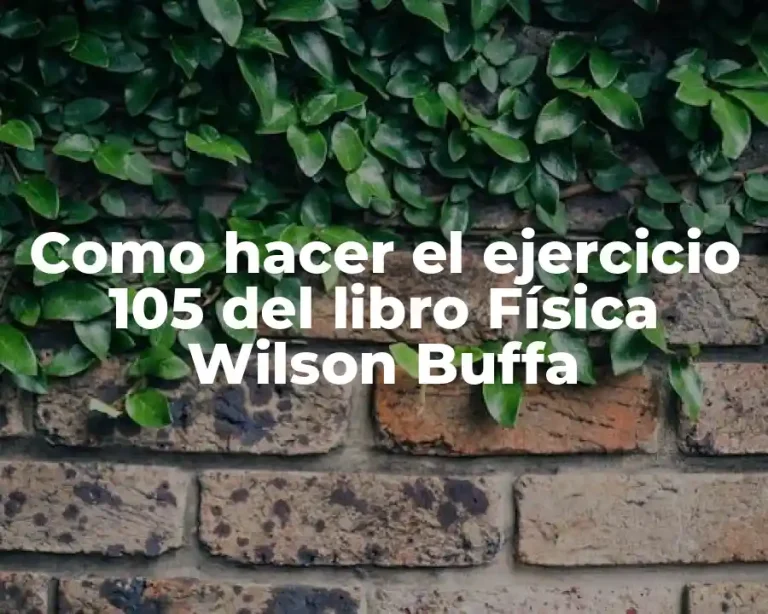 Como hacer el ejercicio 105 del libro Física Wilson Buffa