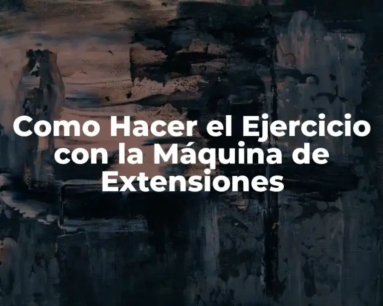 Como Hacer el Ejercicio con la Máquina de Extensiones