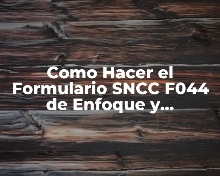 Como Hacer el Formulario SNCC F044 de Enfoque y Metodología