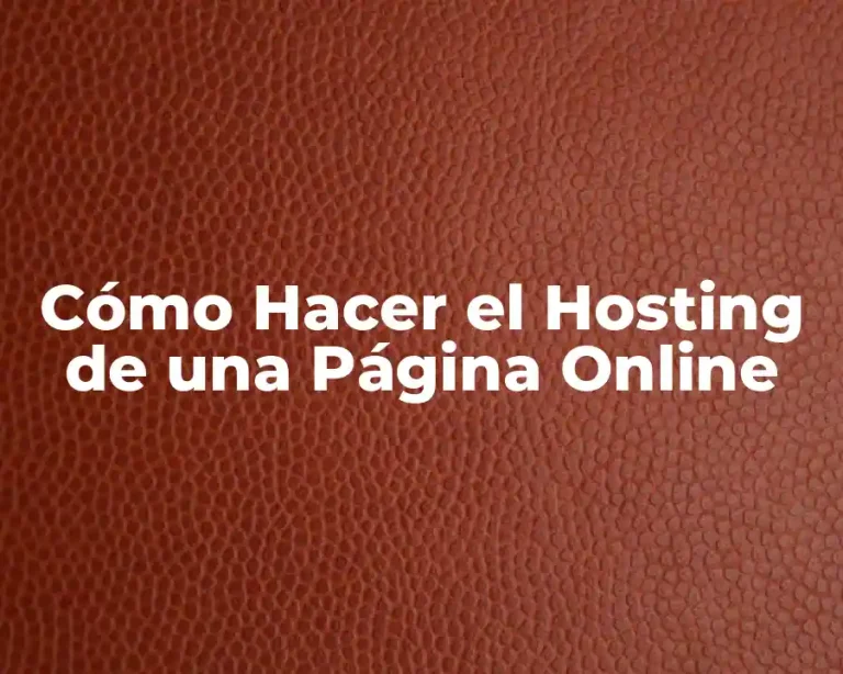 Cómo Hacer el Hosting de una Página Online
