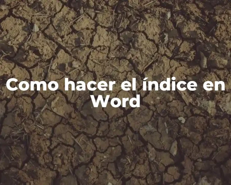 Como hacer el índice en Word