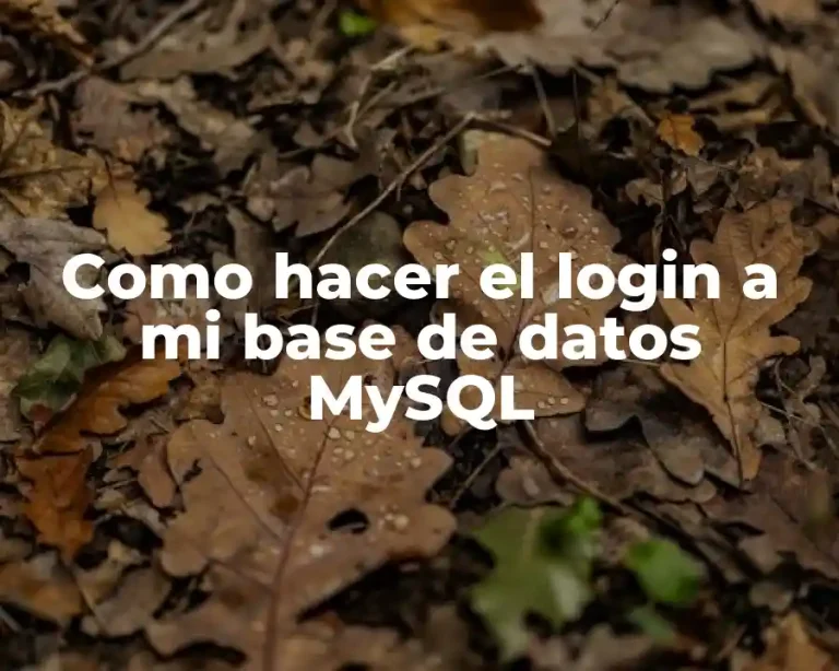 Como hacer el login a mi base de datos MySQL
