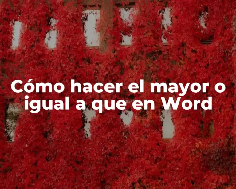 Cómo hacer el mayor o igual a que en Word