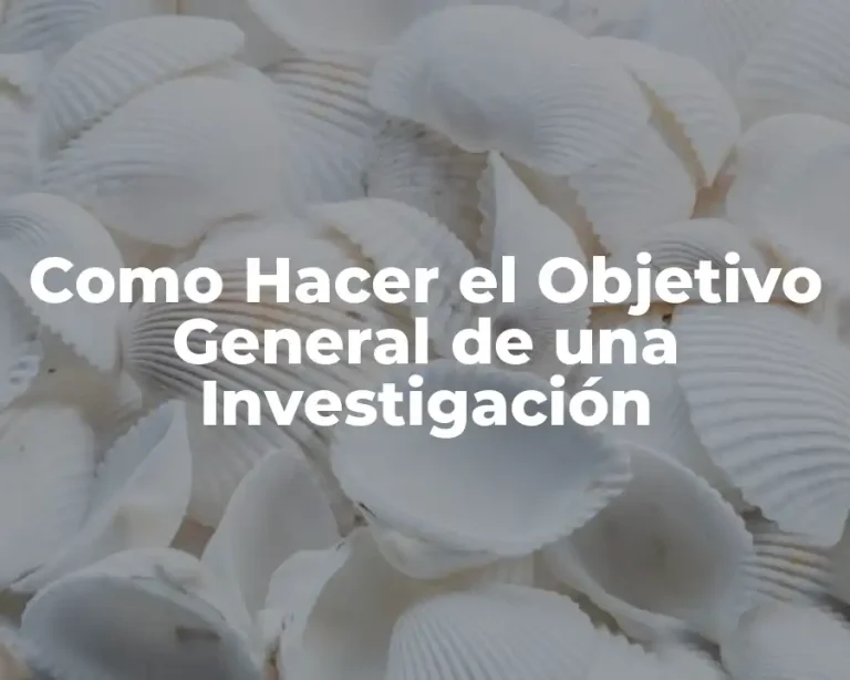 Como Hacer el Objetivo General de una Investigación