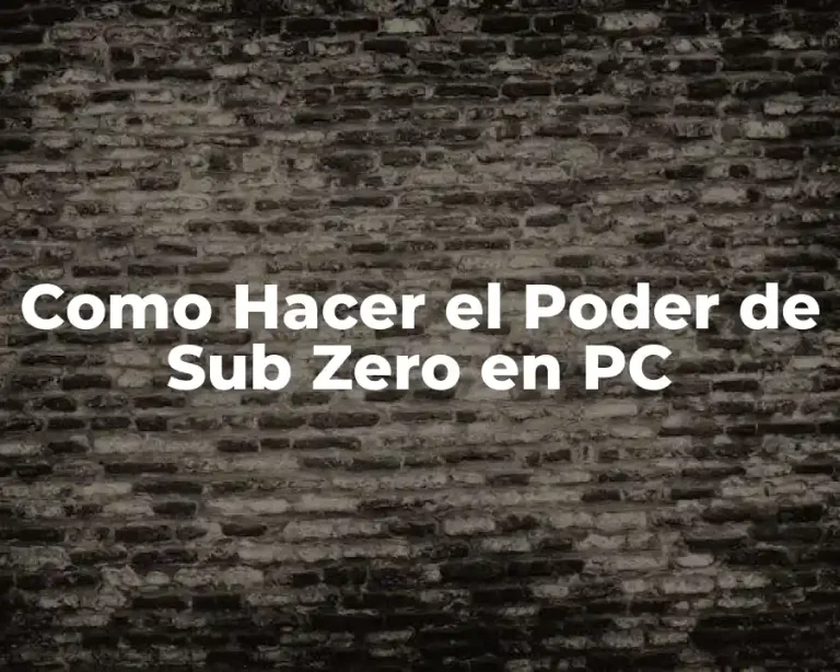 Como Hacer el Poder de Sub Zero en PC