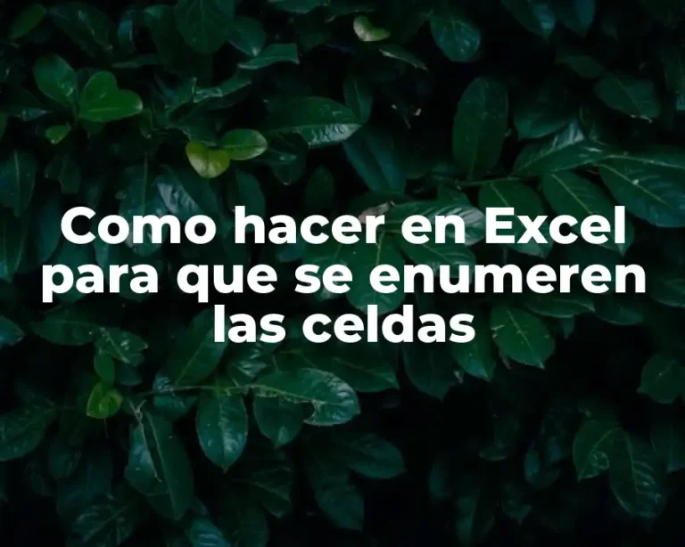Como hacer en Excel para que se enumeren las celdas