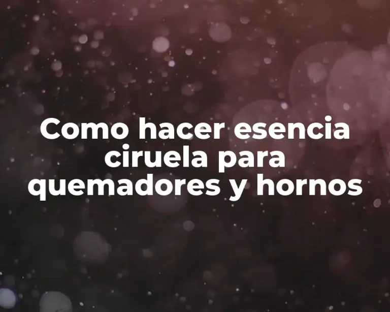 Como hacer esencia ciruela para quemadores y hornos