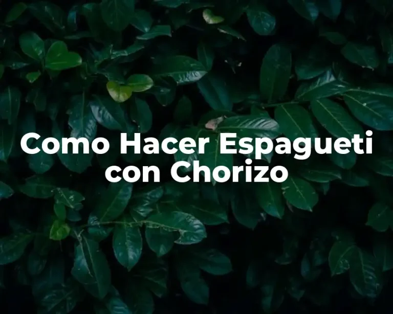 Como Hacer Espagueti con Chorizo