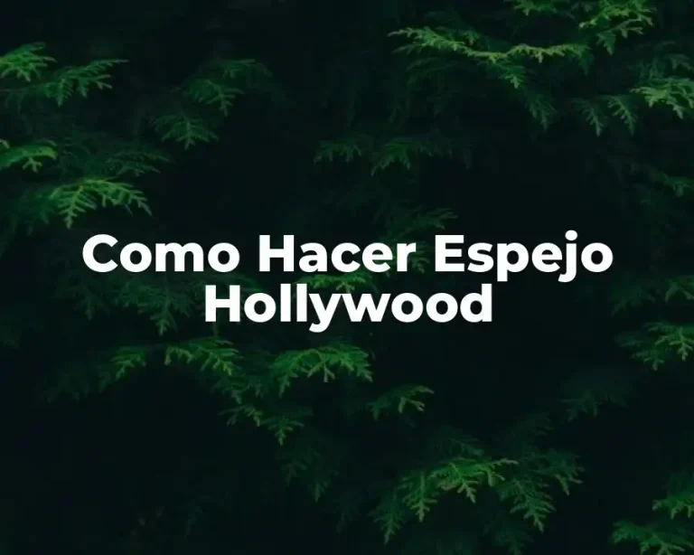 Como Hacer Espejo Hollywood