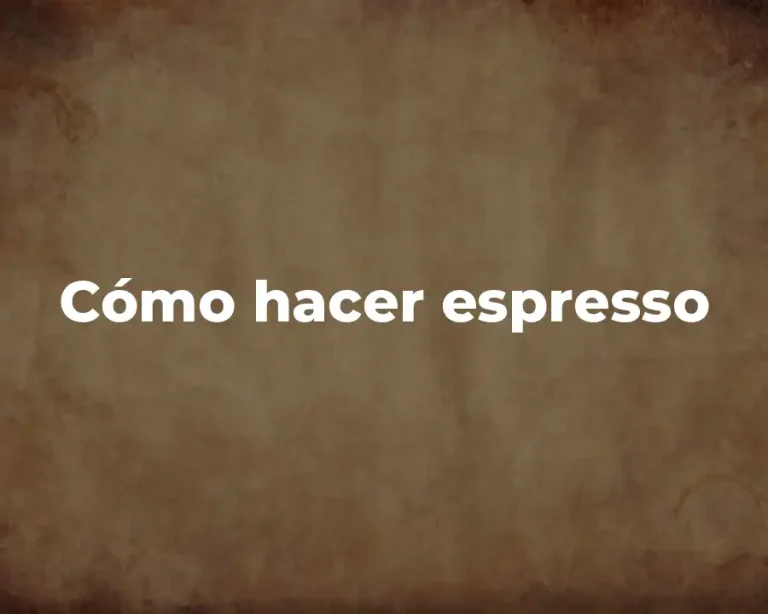 Cómo hacer espresso