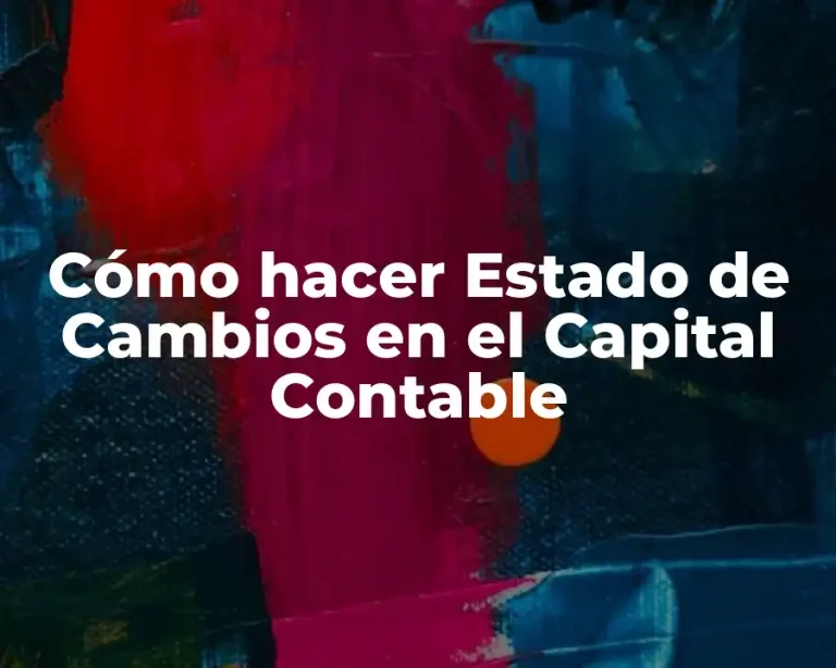 Cómo hacer Estado de Cambios en el Capital Contable