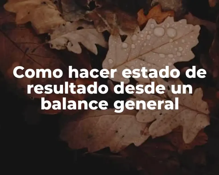 Como hacer estado de resultado desde un balance general
