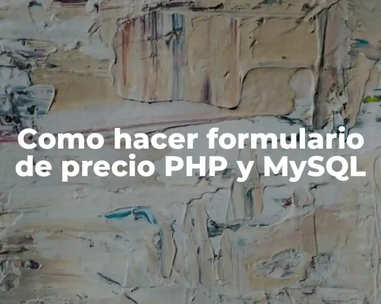 Como hacer formulario de precio PHP y MySQL
