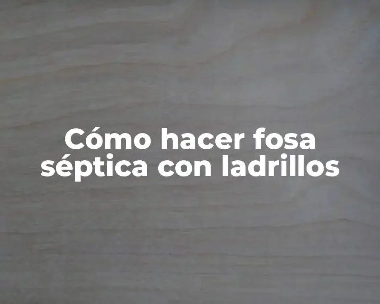 Cómo hacer fosa séptica con ladrillos