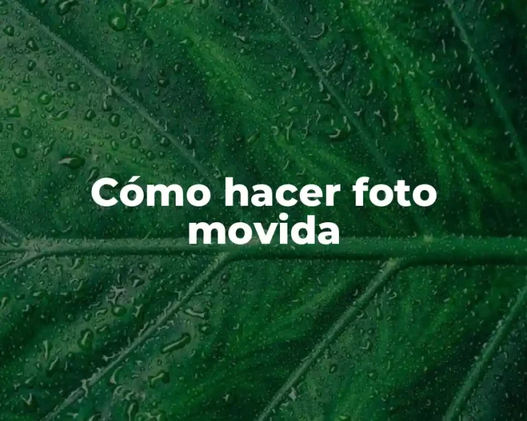 Cómo hacer foto movida