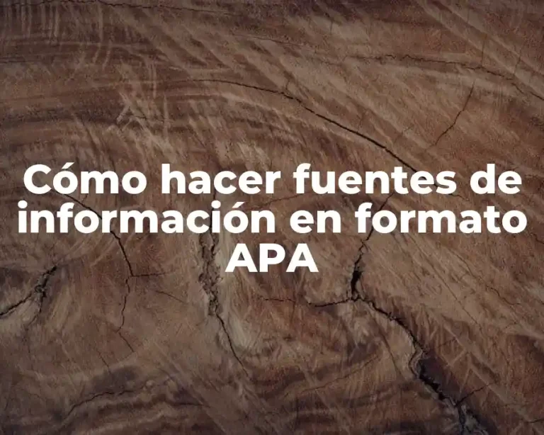 Cómo hacer fuentes de información en formato APA