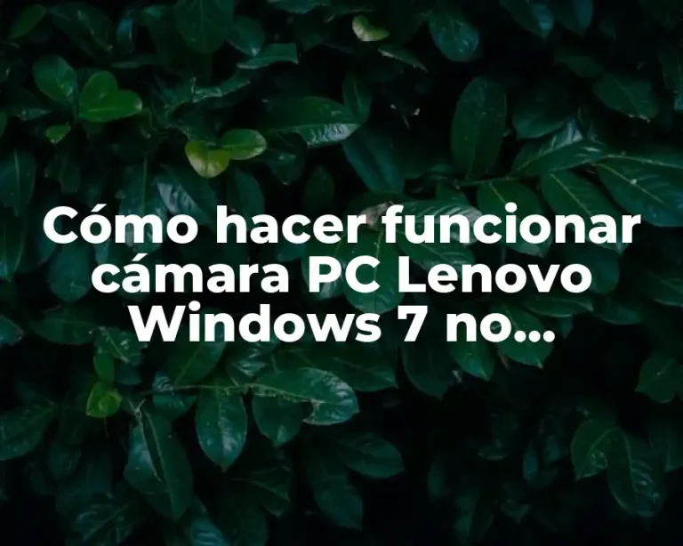 Cómo hacer funcionar cámara PC Lenovo Windows 7 no integrada
