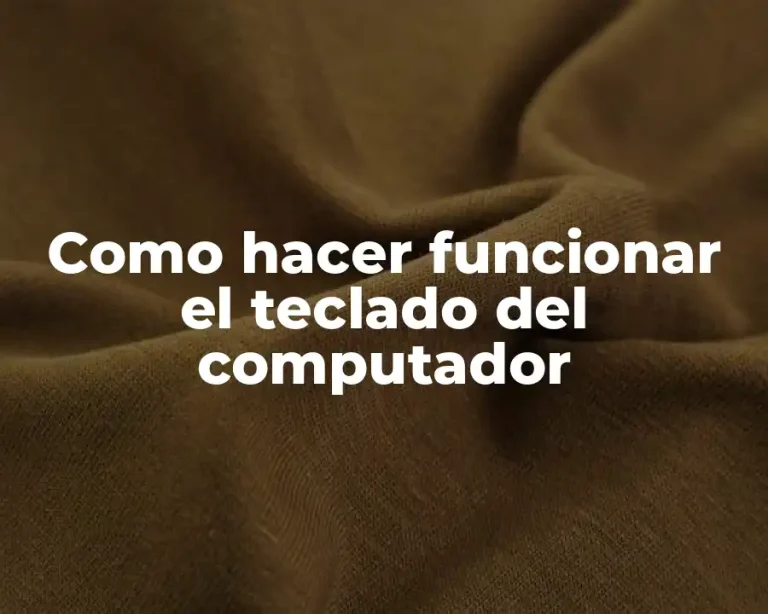 Como hacer funcionar el teclado del computador