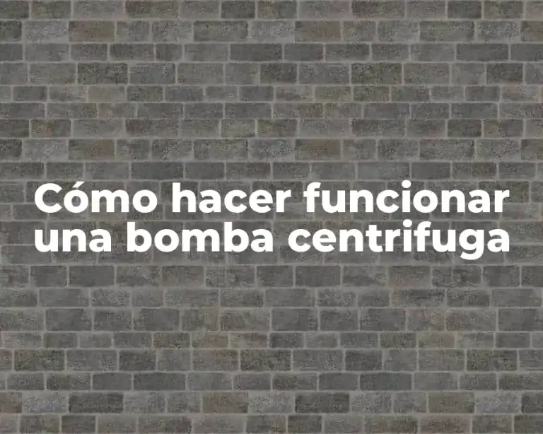 Cómo hacer funcionar una bomba centrifuga