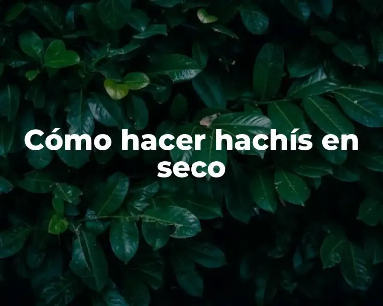 Cómo hacer hachís en seco