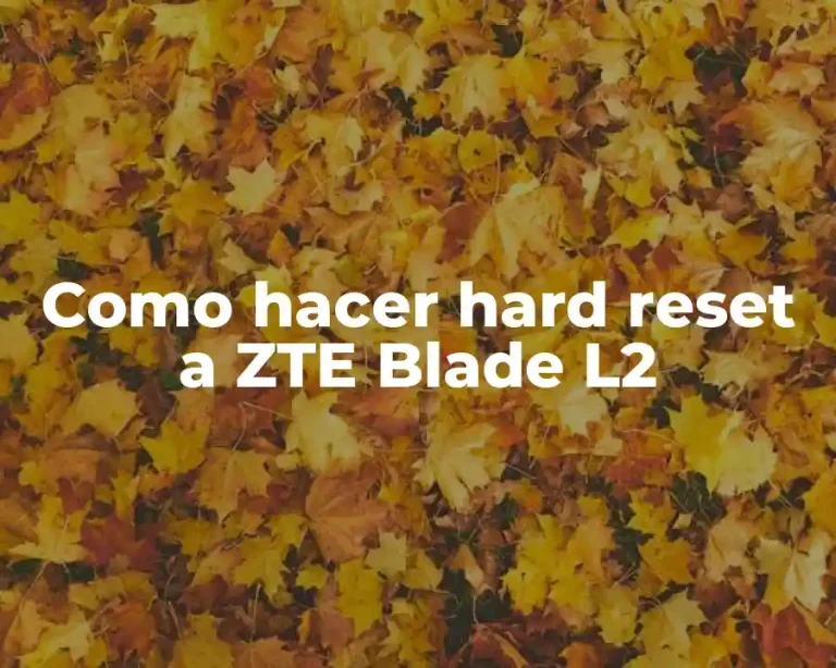 Como hacer hard reset a ZTE Blade L2