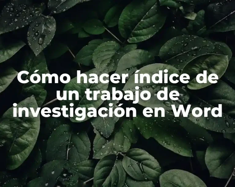 Cómo hacer índice de un trabajo de investigación en Word
