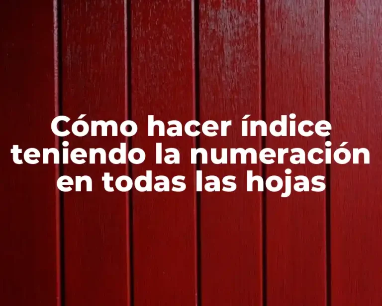 Cómo hacer índice teniendo la numeración en todas las hojas
