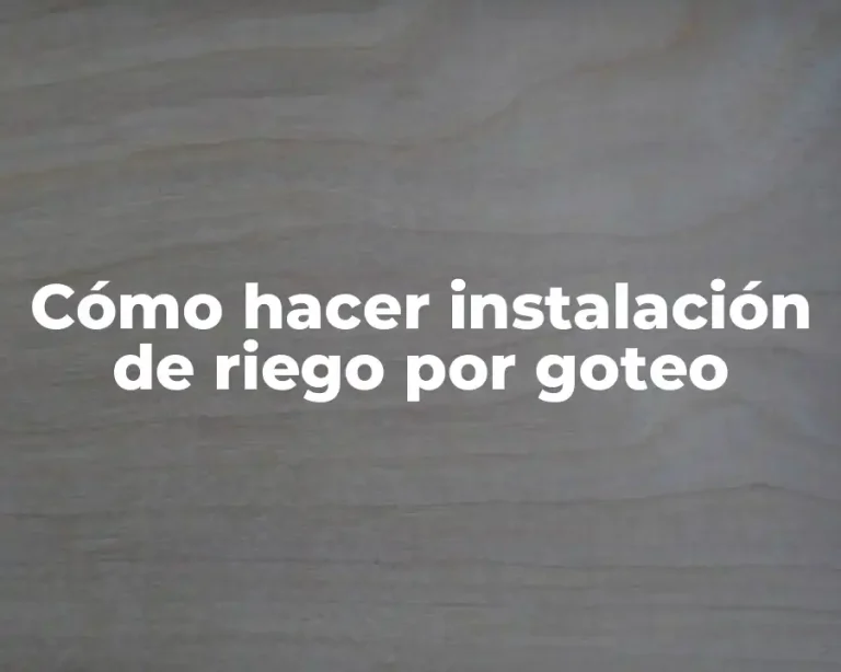 Cómo hacer instalación de riego por goteo