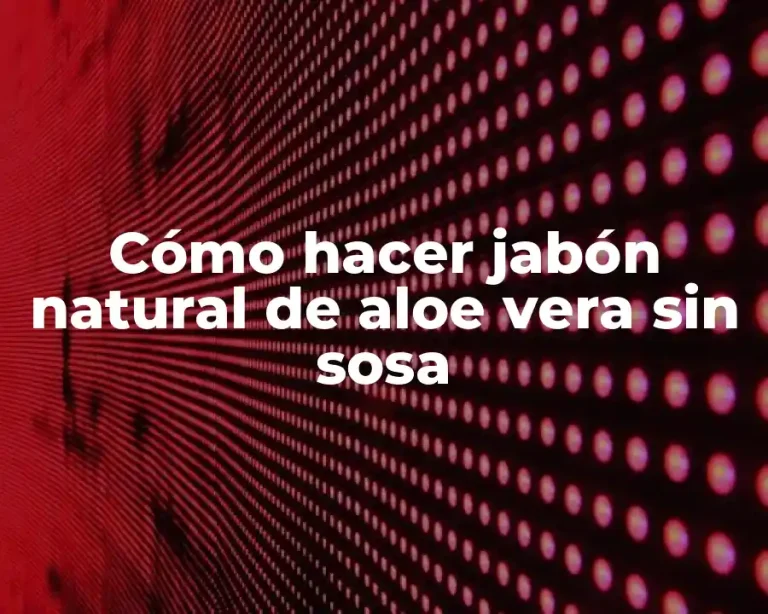 Cómo hacer jabón natural de aloe vera sin sosa