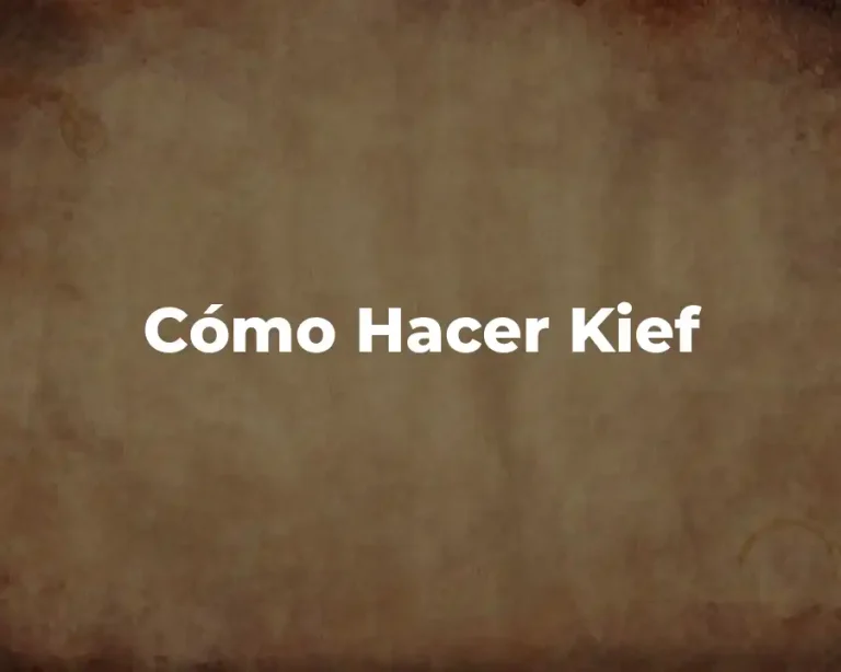 Cómo Hacer Kief