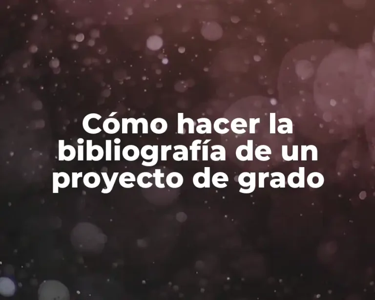 Cómo hacer la bibliografía de un proyecto de grado