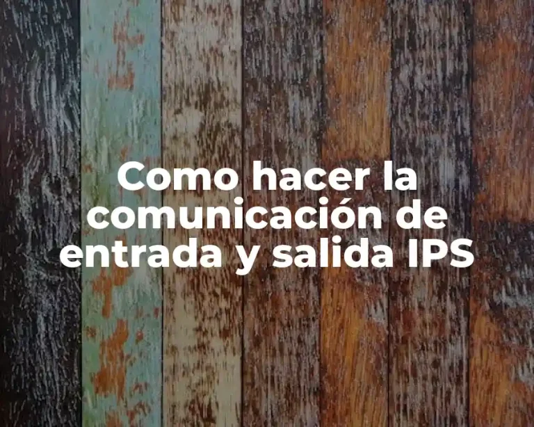 Como hacer la comunicación de entrada y salida IPS